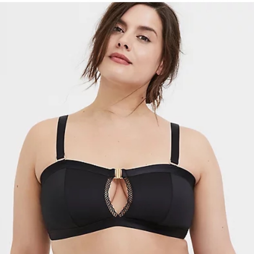 Black Microfiber Keyhole Bandeau Bralette